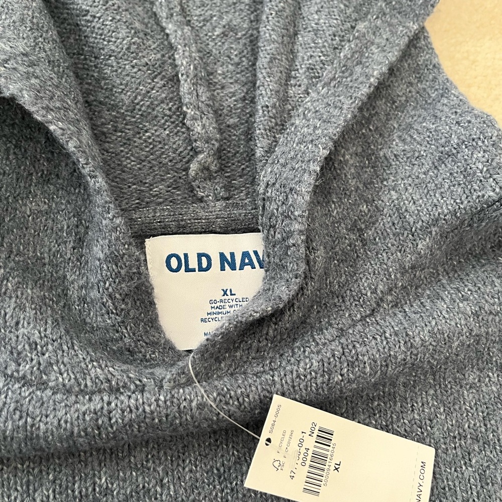 Old Navy Heather Gray Knit Hooded Sweater